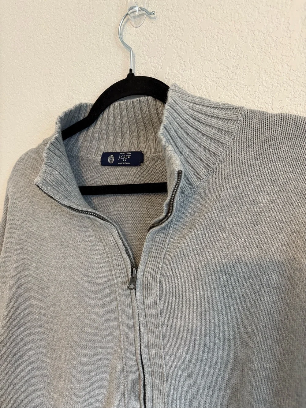 J.Crew Full Zip Sweater Gray Cotton Knit Cardigan Men’s XL